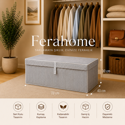 Ferahome Büyük Boy Kapaklı Hurç 70x40x30