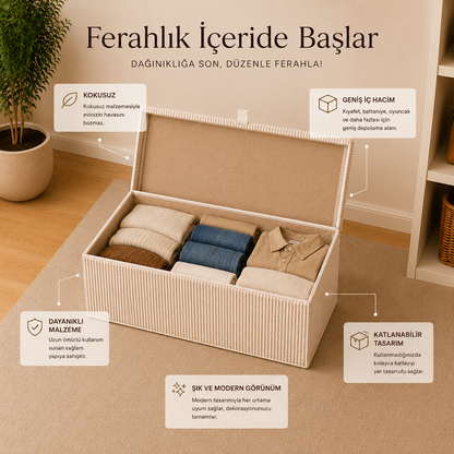 Ferahome Büyük Boy Kapaklı Hurç 70x40x30